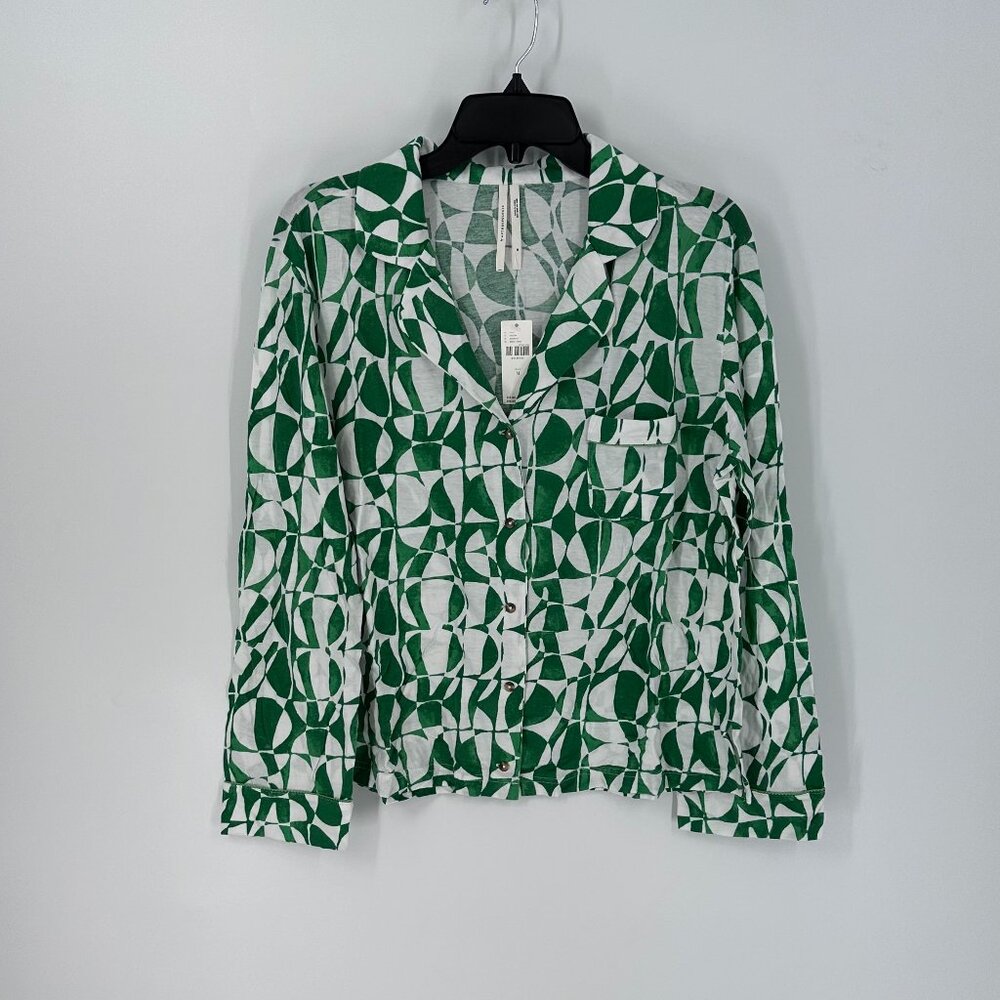 Women's Anthropologie Knit Printed Shirt Blouse Top and Knit Pants M